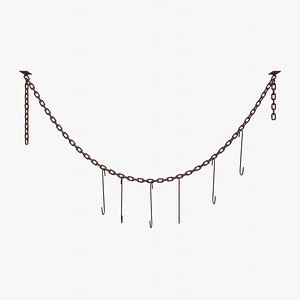 3D model Rusty Chain with Hooks