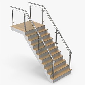 Glass Railing Stairs 3D model