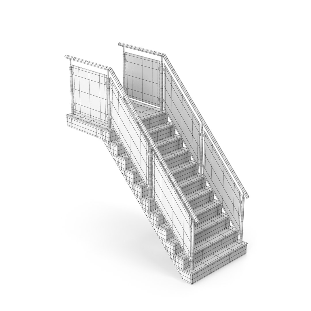 Glass Railing Stairs 3D model - TurboSquid 2180640