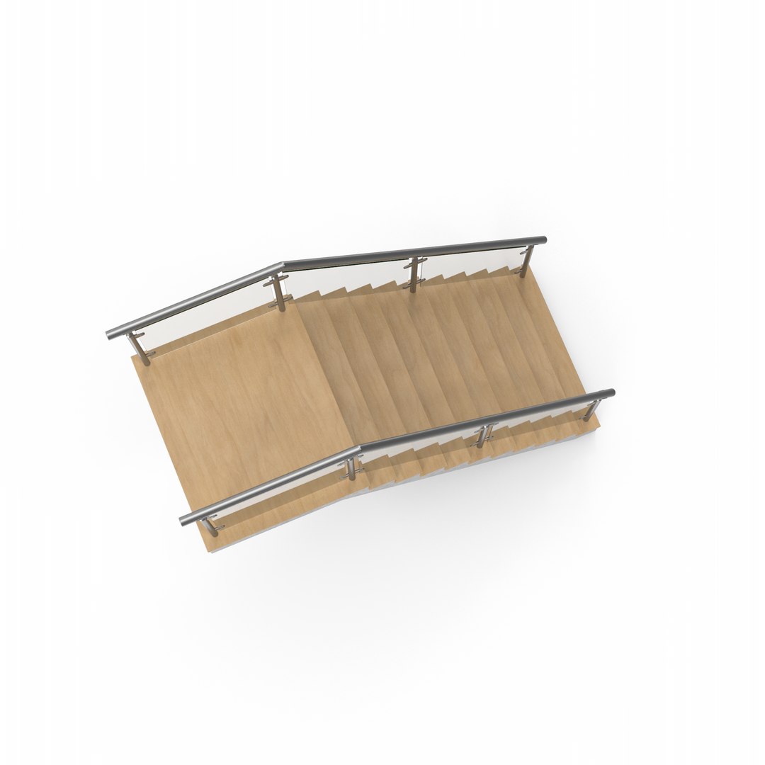 Glass Railing Stairs 3D model - TurboSquid 2180640