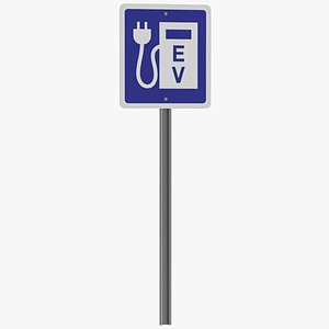 Low Poly Detailed EV Street Sign