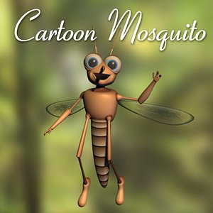 3d model simple cartoon mosquito