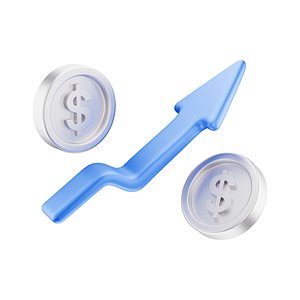 3D Coin Dollar Up Arrow Icon