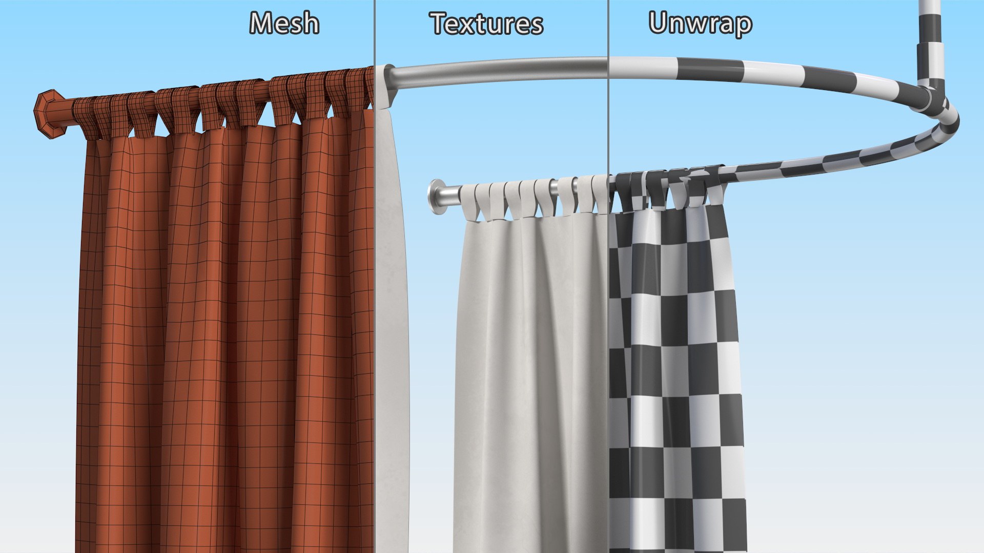 3D Dressing Room Curtain White Open TurboSquid 2120558