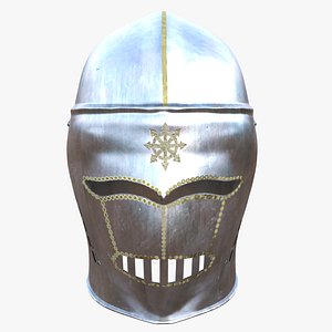 3D Medieval Templar Knight Great Helm Low Poly PBR 3D Model
