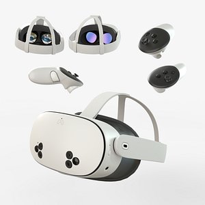 3D Meta Quest 3s with Meta Touch Plus controllers