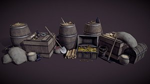 3D Medieval Props Pack Game Ready