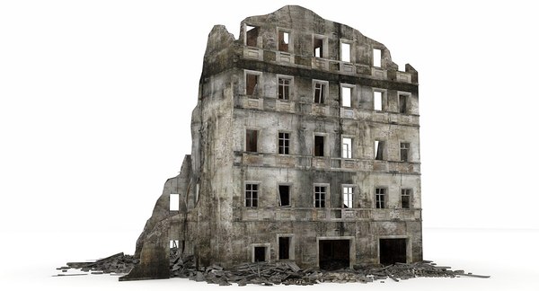 destroyed ruined building war 2 3d model