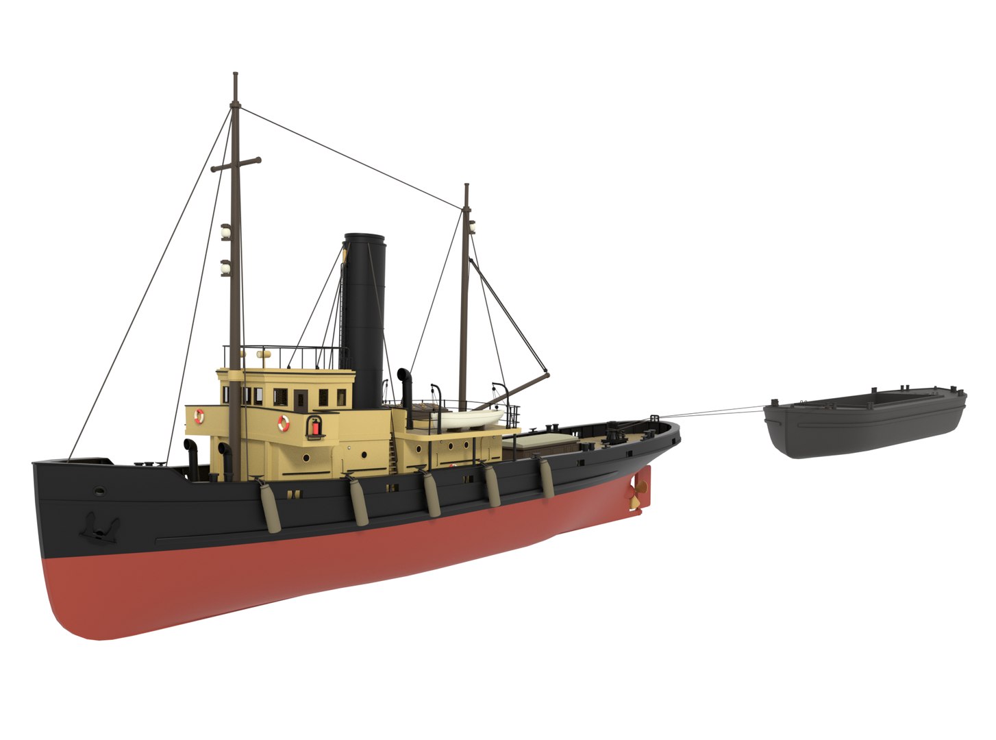 3D Old Tugboat Barge - TurboSquid 1646382