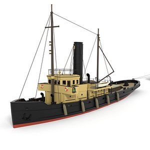3D old tugboat barge