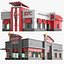 Dois edifícios detalhados de restaurantes de fast food