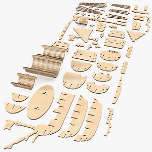 3D Ship Wooden 3D Puzzle Disassembled model