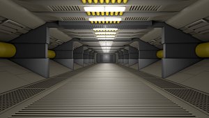 Sci Fi Corridor Underground Tunnel 3D