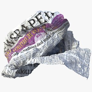 3D crumpled paper newspaper model