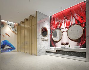 3D Public restroom interior model