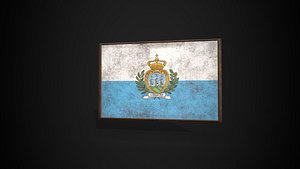 Old Picture Frame With San Marino Flag - Game Ready PBR Low-poly 3D Model