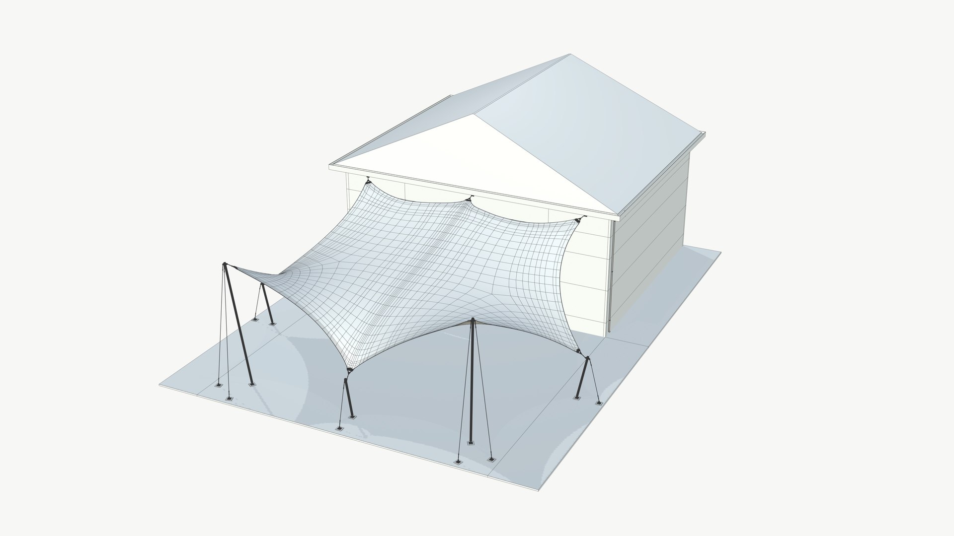 3D Tensile Structure In Building Model - TurboSquid 2121516