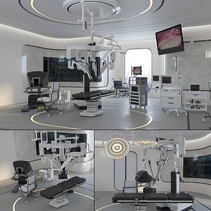 Surgery Robotic Machine Operation Room Interior 3D