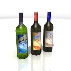 3d wine bottles model