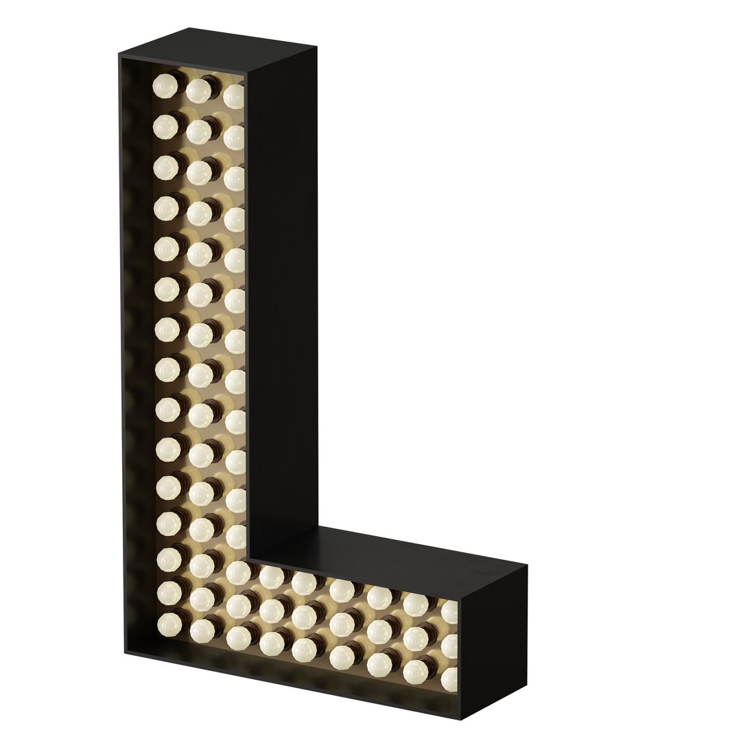 Illuminated volumetric letters with light bulbs Latin alphabet model ...