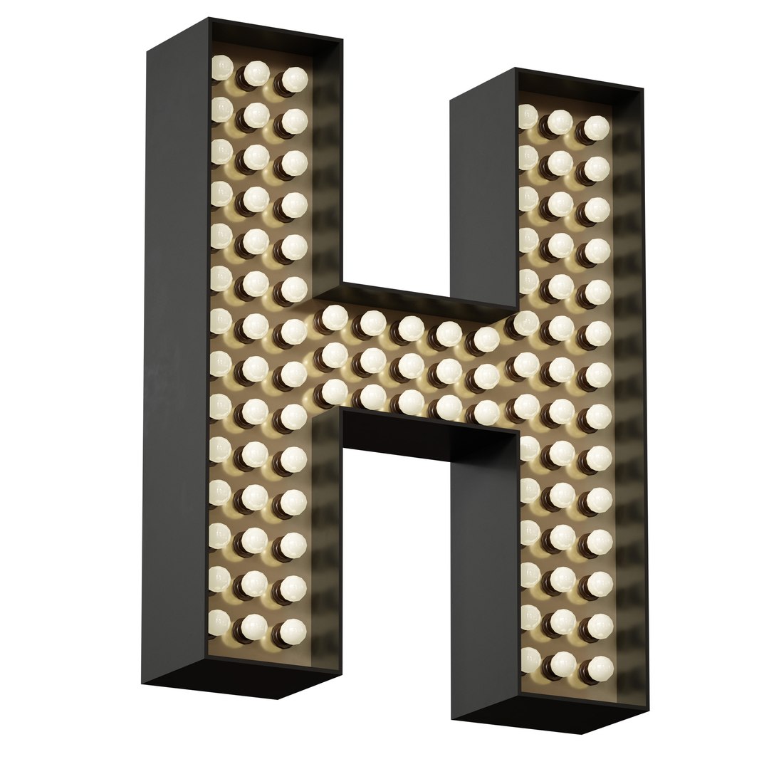 Illuminated volumetric letters with light bulbs Latin alphabet model ...