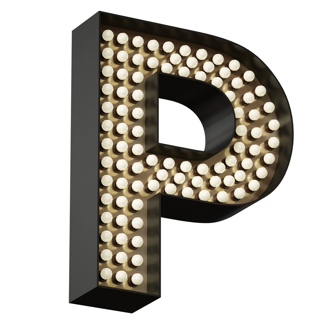 Illuminated volumetric letters with light bulbs Latin alphabet model ...