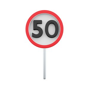 Road sign in speed limit at 50 km h 3D model
