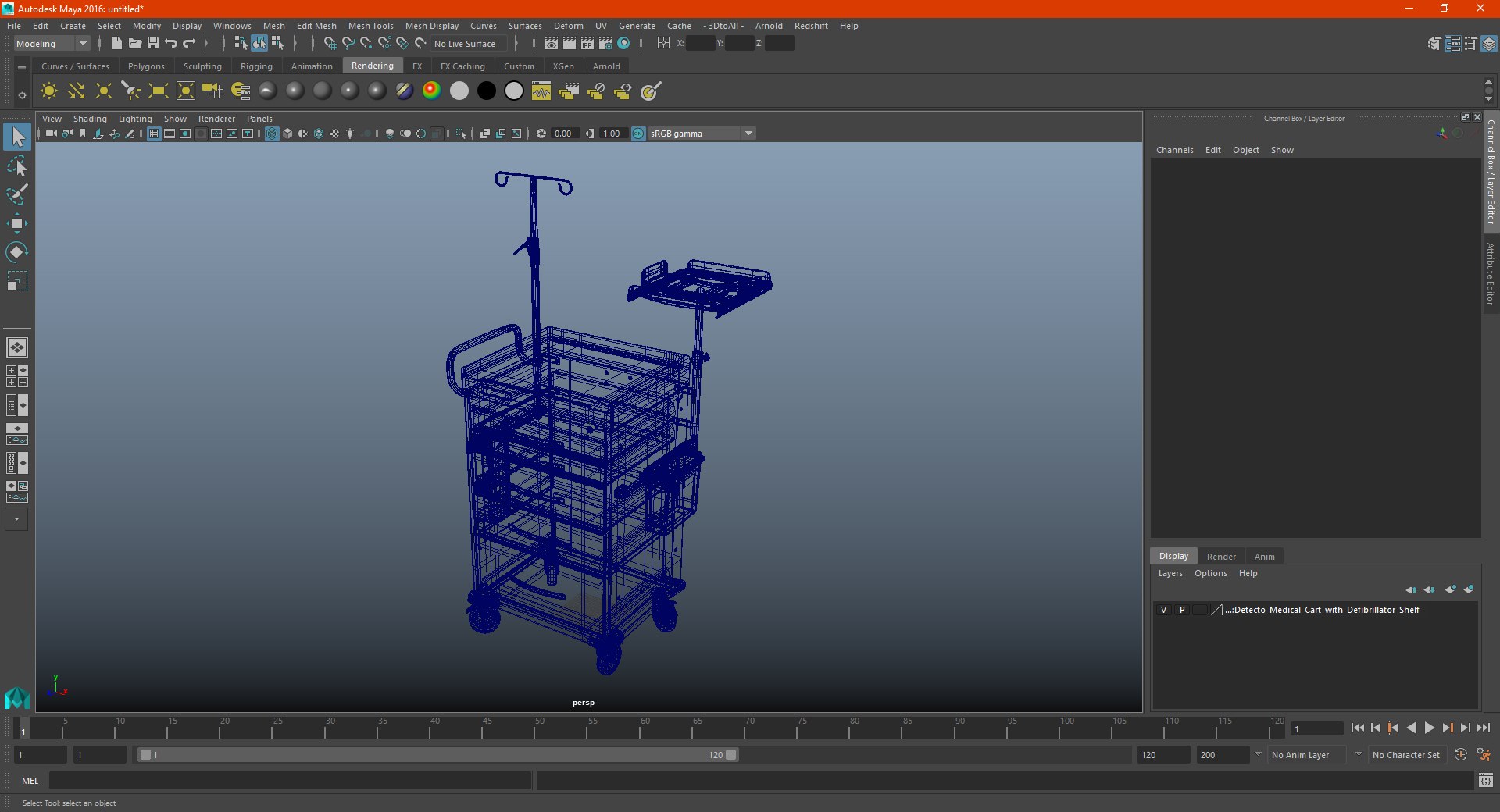 Detecto Medical Cart with Defibrillator Shelf 3D model preview