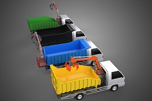 3D model TRUCK PICK UP DUMP HYDRAULIC CRANE LOADER GRABBER GRAPPLE CLAW