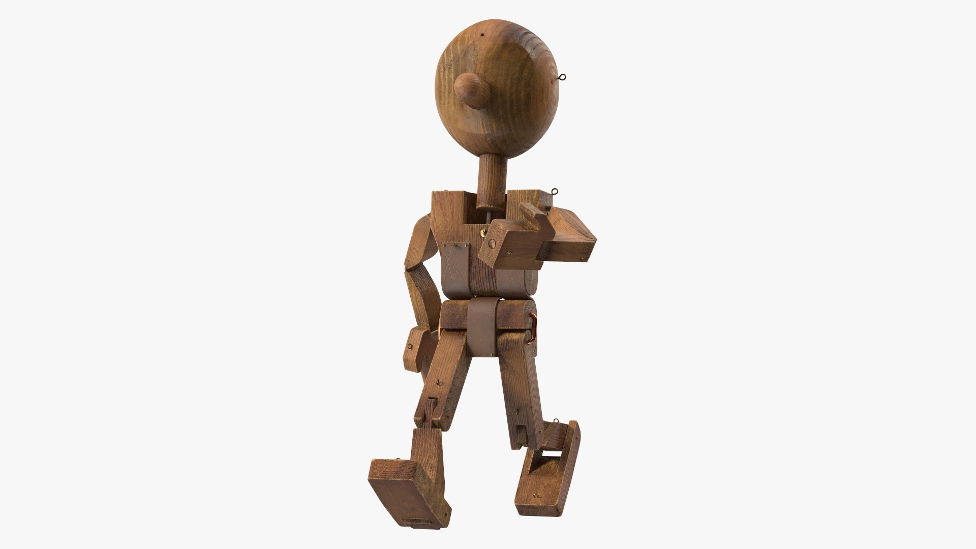 Dirty Wooden Character Rigged for Maya 3D model preview