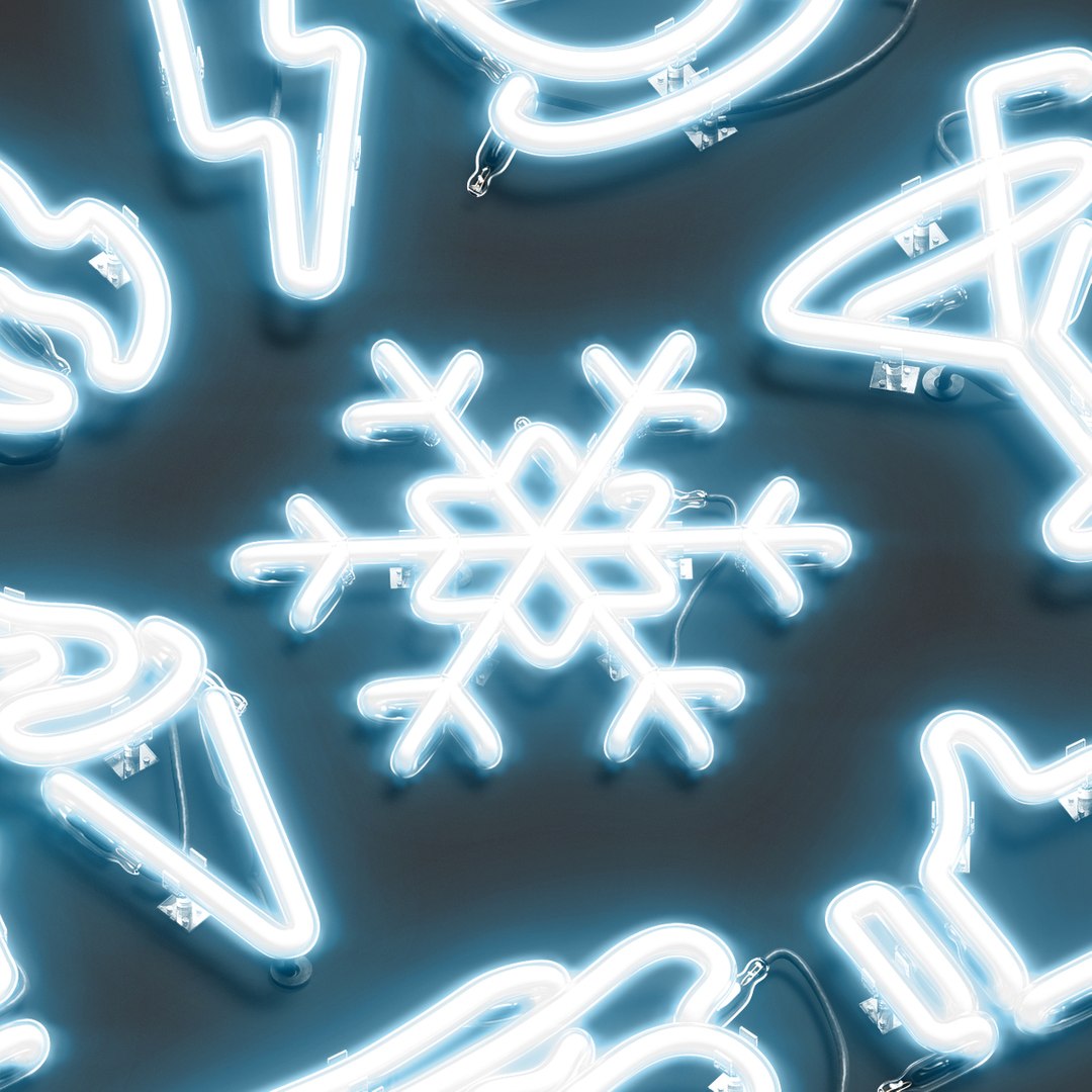 Blue Neon Special Symbols - Illuminated Led Decorative Sign 3D ...