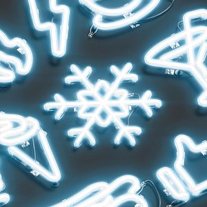 Blue neon special symbols - illuminated led decorative sign 3D