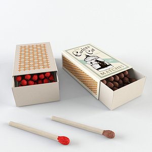 3d model matchstick matchbox match