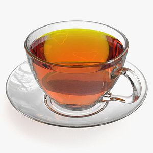 Brewed Tea Bag in Glass Mug model