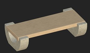 3D wooden bench