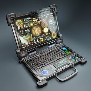 3D model laptop rugged scifi
