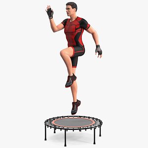 3D Fitness Trainer with Trampoline Rigged for Modo model