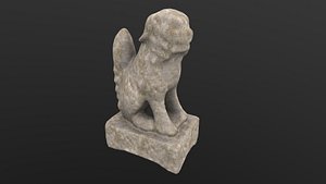 Dog Statue AR VR PBR  Lowpoly with game ready 3D model