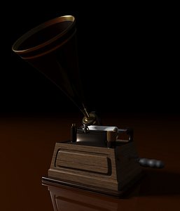3D vintage phonograph model