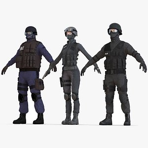 swat policemans rigged 2 3D model