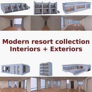3d modern resort buildings interior model