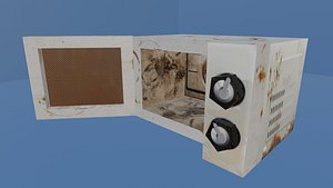 3D model OPENED MICROWAVE - LOW POLY - PS1 RETRO STYLE