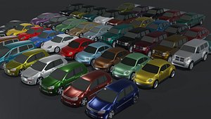 Generic Passenger Car Lowpoly 3D Models Pack