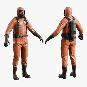 Hazmat - Nbc Suit with SCBA Character - Rigged 3D