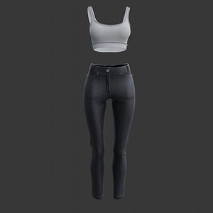 3D model 3D Female outfit - Jeans and Top