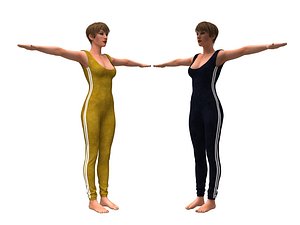 3d realistic womans with overalls clothing