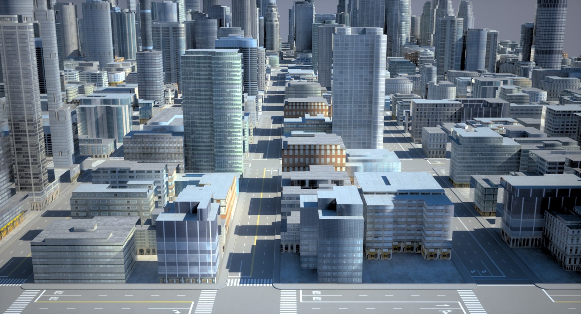 Cityscape Scene Highrise 3d Model