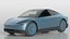 Electric Coupe Car Blue Simplified 3D