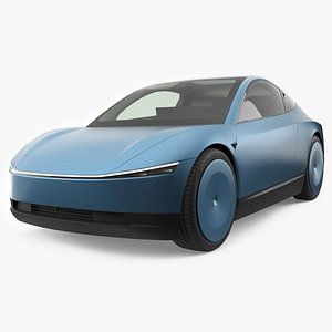 Electric Coupe Car Blue Simplified