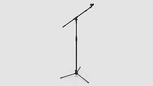 Microphone Stand Black Low-poly 3D model